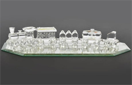 Swarovski Crystal Train Set with Beveled Glass Track Base