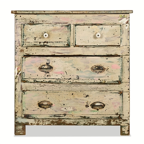 American Country Painted Pine 4-Drawer Chest, Original Surface, c. 1880–1920
