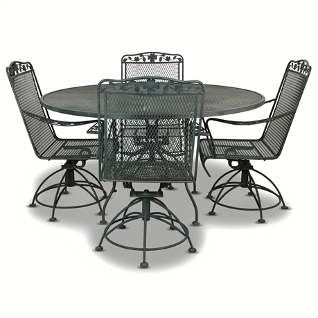 Classic Meadowcraft Wrought Iron Patio Dining Ensemble