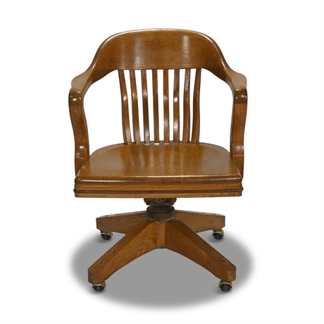Antique Oak Bankers Chair By B.L. Marble