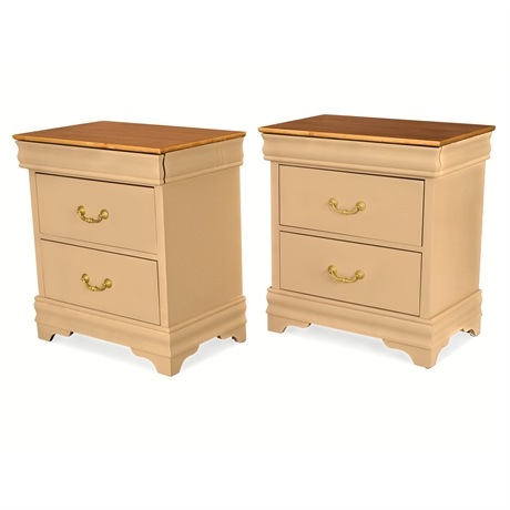 Pilling Devonshire Nightstands – Pair, French Crème Finish, Maker-Marked