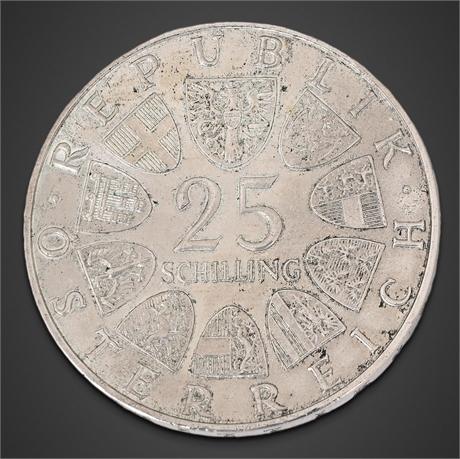 1971 Austria 25 Schilling Silver Coin —Bicentennial of the Vienna Stock Exchange