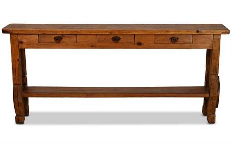Carved Ox Yoke Console Table