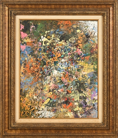 Carl Faber Abstract Oil on Masonite Framed