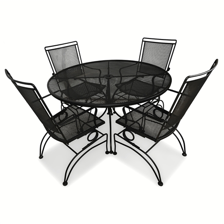 Vintage Wrought Iron Patio Set – Rocking Chairs & Round Table