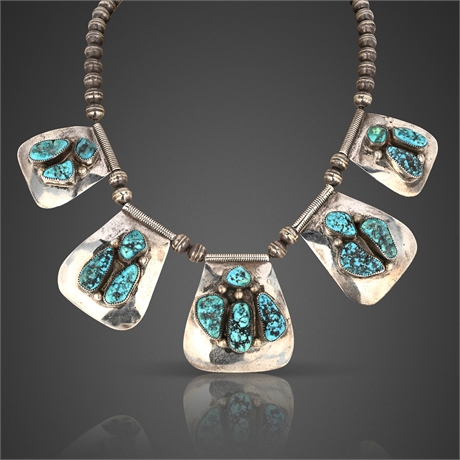 Lloyd Oliver Navajo Sterling Silver & Turquoise Statement Necklace