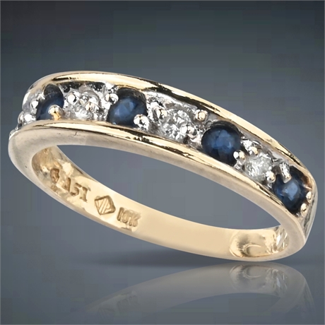 10K Diamond & Sapphire Ring