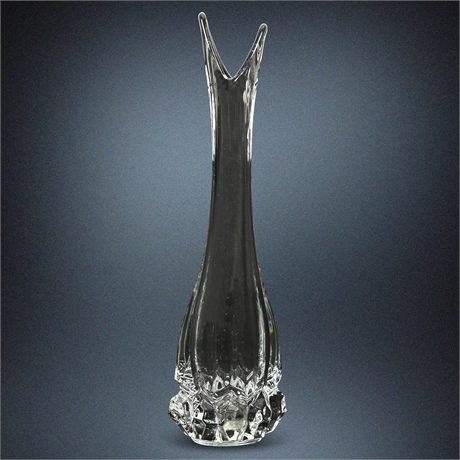 18" Art Vannes France Passion Flower Crystal Vase