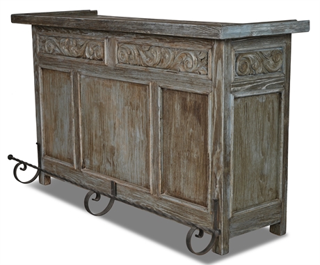 Peruvian Carved and Hand Painted Wine Cabinet Serving Bar