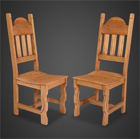 Rusticos Sierra Solid Pine Ox Yoke–Back Side Chairs, Pair
