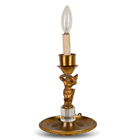 Antique Brass Cherub Lamp