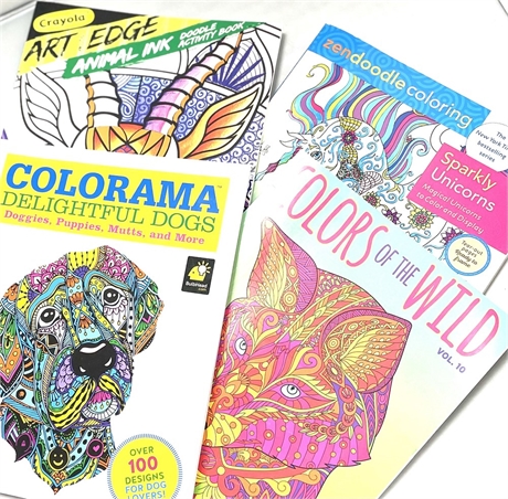 4 Adult Animal Coloring Books