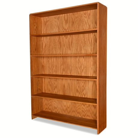 Large Solid Wood Bookcase — Five Fixed Shelves, Ideal for Vinyl Storage