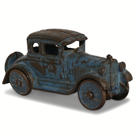 A.C. Williams Cast Iron Blue Coupe Toy Car, c.1930s — Marked “4”