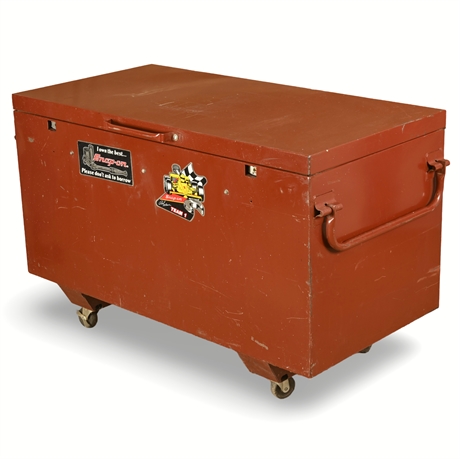 StorAll Heavy-Duty Steel Tool Storage Box with Wood Tray & Casters