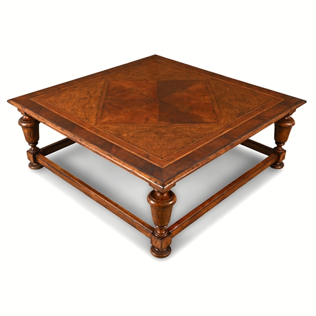 Hickory Furniture Inlaid Cocktail Table – Solid Wood, 52"