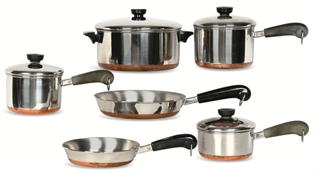 Classic Revere Ware Copper Clad Stainless Steel Cookware Set