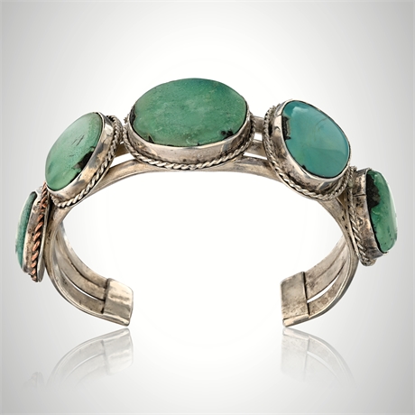 Vintage Navajo Sterling Silver & Natural Turquoise Cuff Bracelet