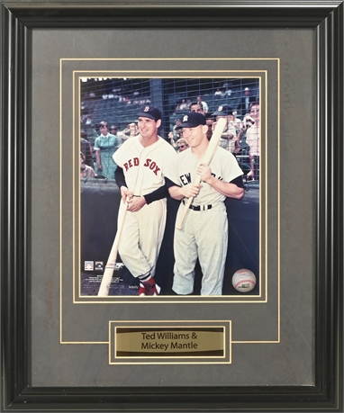 Official MLB Ted Williams & Mickey Mantle Framed Photo