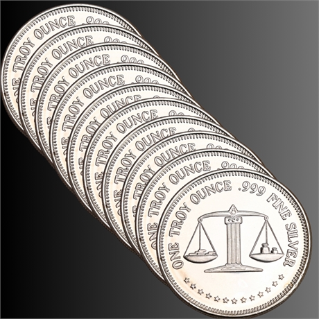 (10) .999 1 Troy Ounce Fine Silver Rounds