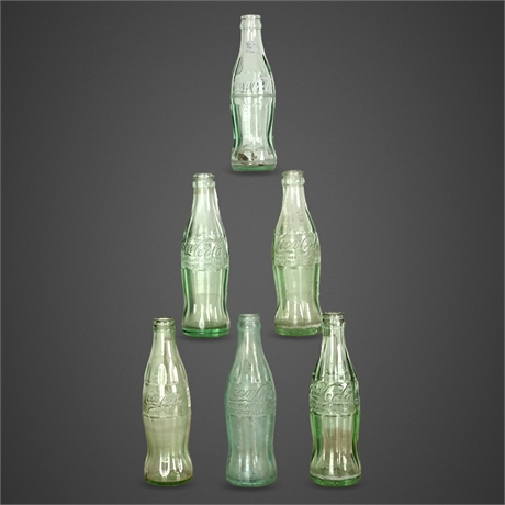 (6)1942 Distinct Coca-Cola Bottles Embossed City Marks NM CA TX FL
