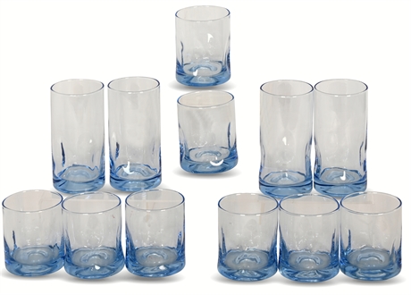 Mist Blue Pinched Thumbprint Glassware