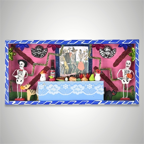 Galería Indígena Mexican Day of the Dead Retablo – Day of the Dead Shadow Box