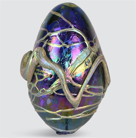 Hand Blown Egg Iridescent Glass