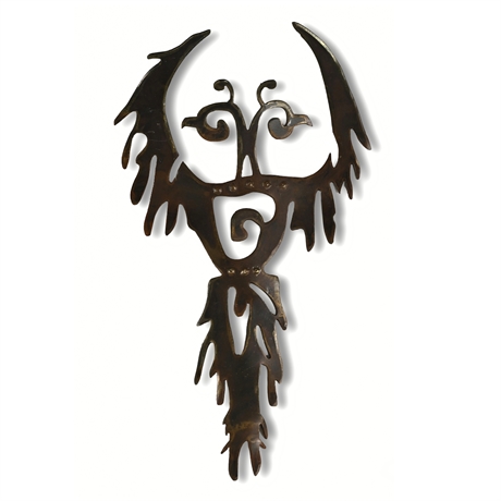 Watto Messenger Iron Wall Sculpture – 12" Tribal Abstract Hanging