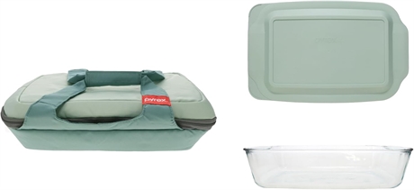 Pyrex® 5Qt. Portable Sage Green Insulate Casserole Corner