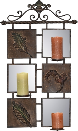 Metal Mirror Panel with Flameless Candles