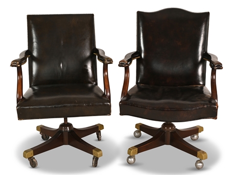 Pair Vintage Saybolt Cleland Leather Executive Chairs