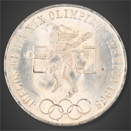 1968 Mexico 25 Pesos – Olympic Games Commemorative – .720 Silver