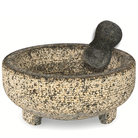 Traditional Volcanic Stone Molcajete & Tejolote – 8" Mortar