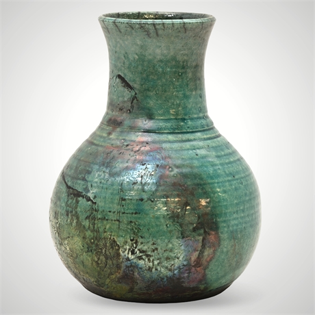 Ester Lipscomb Signed Raku Pottery Vase — 8"