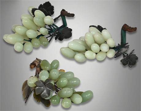 Mid 20th Century Chinese Jade Grapes - a Set of Three