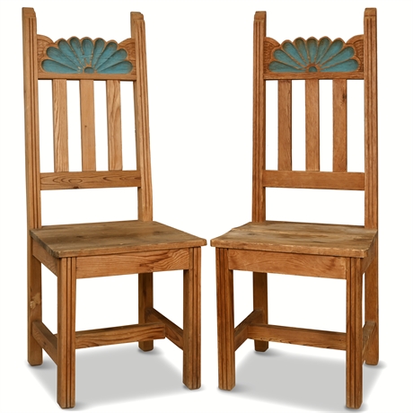 Pair Taos Carved Side Chairs