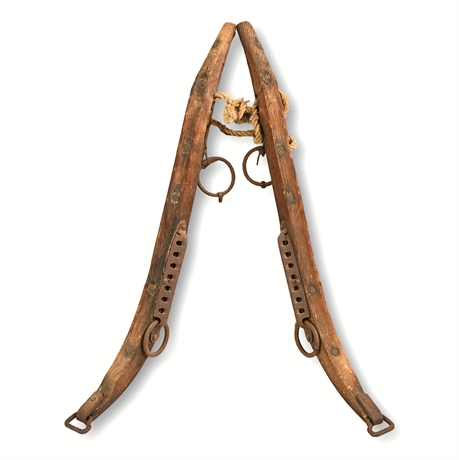 Antique Draft Horse Hames Pair — Forged Iron Rings