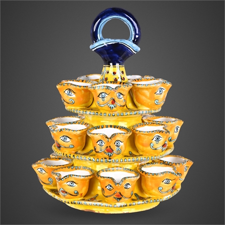 Famulari Santo Stefano Sicilian Majolica Face Tea Light Centerpiece