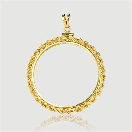 14K Yellow Gold Rope-Edge Bezel for $20 Double Eagle, 5.88g