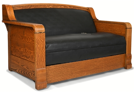 Antique Tiger Oak Full Sofa Sleeper by Kroehler Daven-O