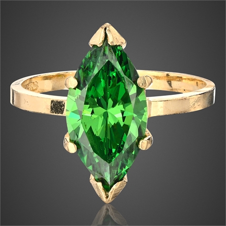 Vintage 14K Ring with Marquise Emerald – Size 6, 2.77g