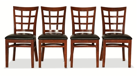 (4) Lattice Back Solid Wood Chairs