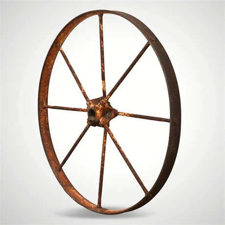 Antique Iron Wagon Wheel – 25" Diameter, 8 Spokes