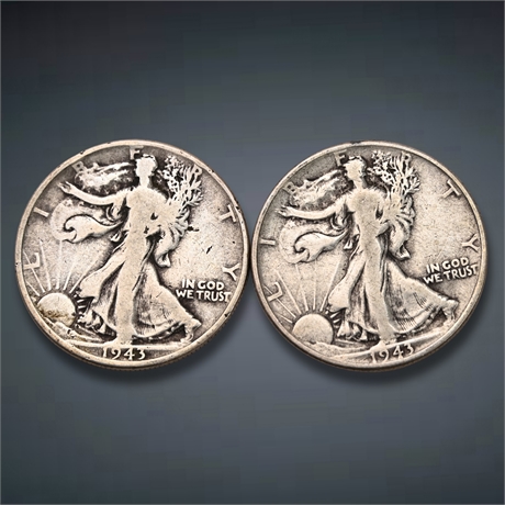 1943 (2) Walking Liberty Silver Half Dollars