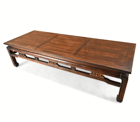 Gordon’s Ming Style Long Coffee Table – Greek Key Apron, Solid Walnut