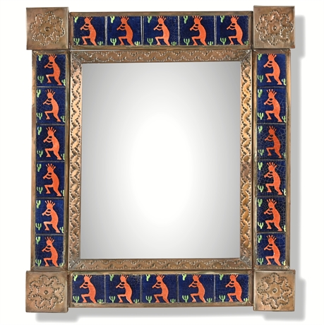 Southwestern Tin Mirror with Talavera KoKopelli Tiles