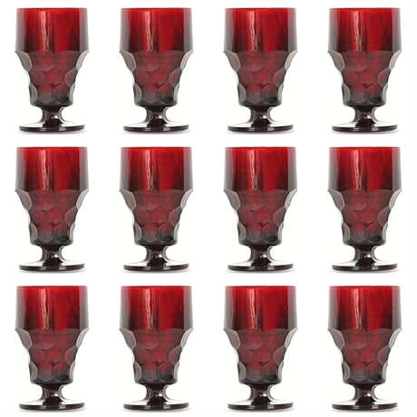 (12) Georgian Ruby Glass by Anchor Hocking