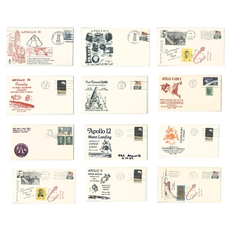 Apollo & Gemini Space Cover Collection — 12 Cacheted Event Covers, 1966–1970