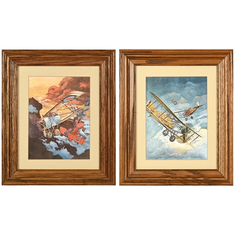 Vintage WWI Airplane Combat Foil Art Prints